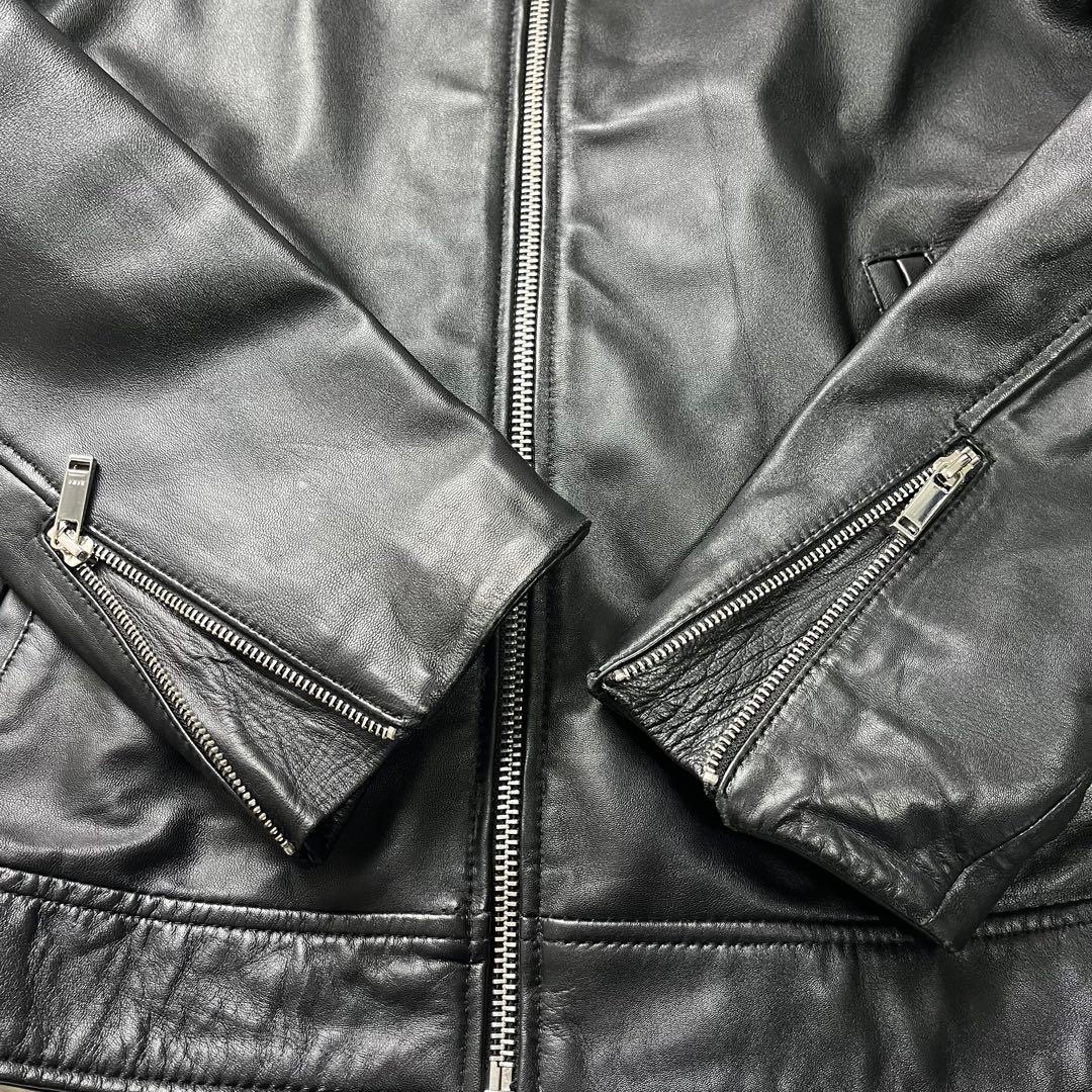 キングスマンZARA ラムレザー　シングルライダースジャケット　黒　L