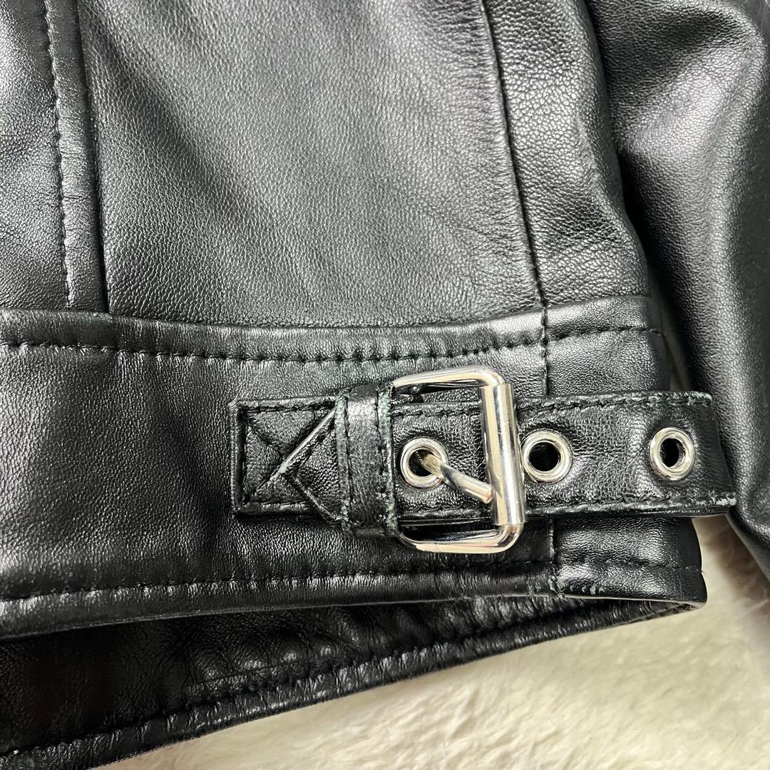 キングスマンZARA ラムレザー　シングルライダースジャケット　黒　L