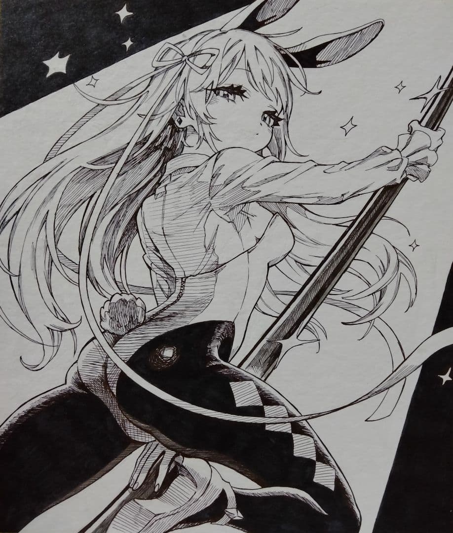 M*F様 48.オリジナル手描きイラスト　モノクロ