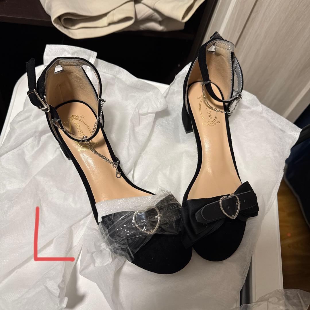 ブラック オープントゥ ハイヒール　美品/まとめ売り