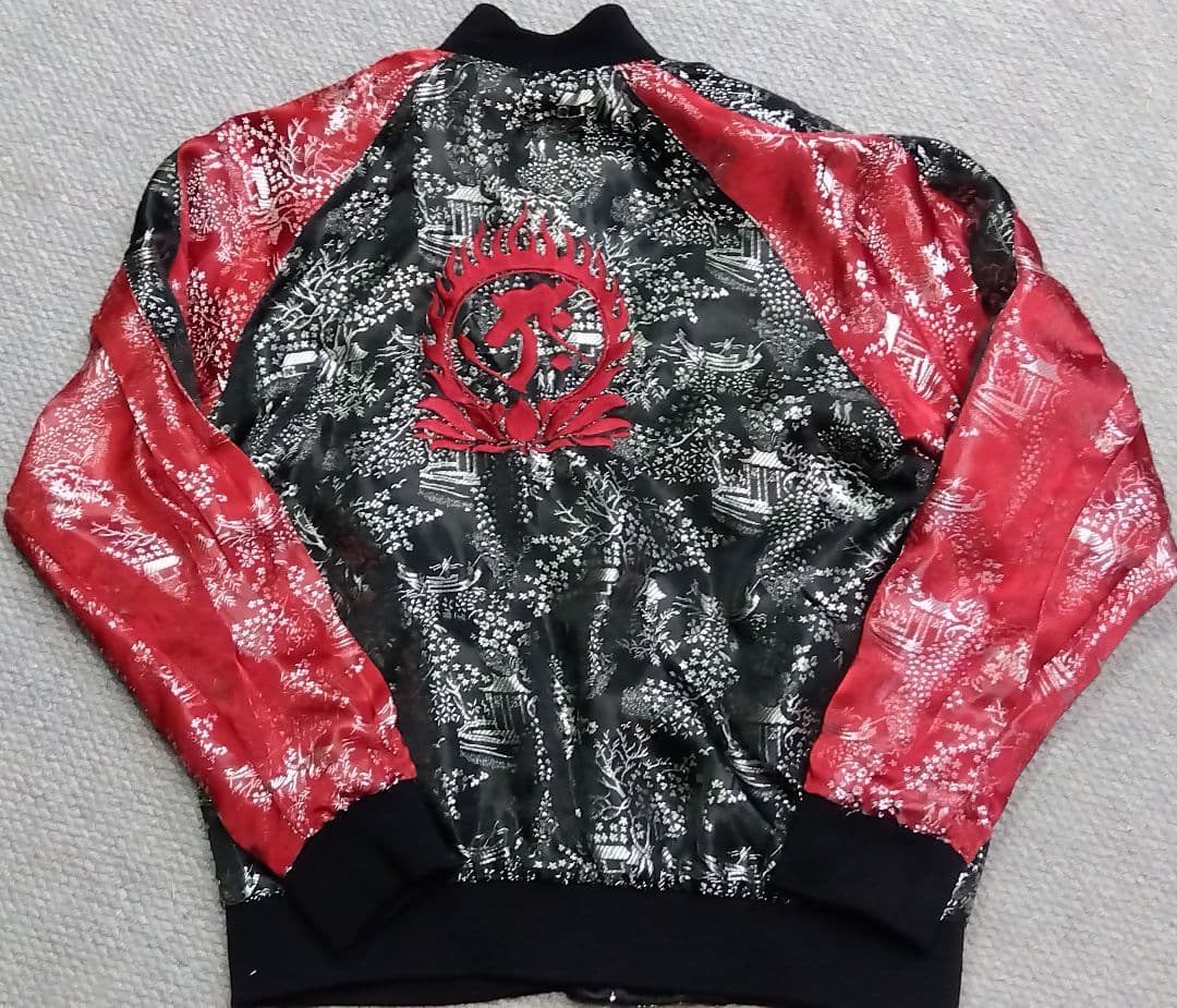 Back Street Crawler RASENスカジャン 三味線髑髏柄 M