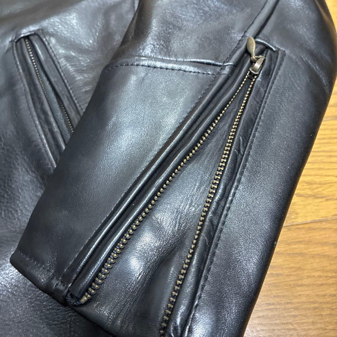 ハーレーダビッドソン ホースハイド シングルライダースジャケット M刺繍ブラック