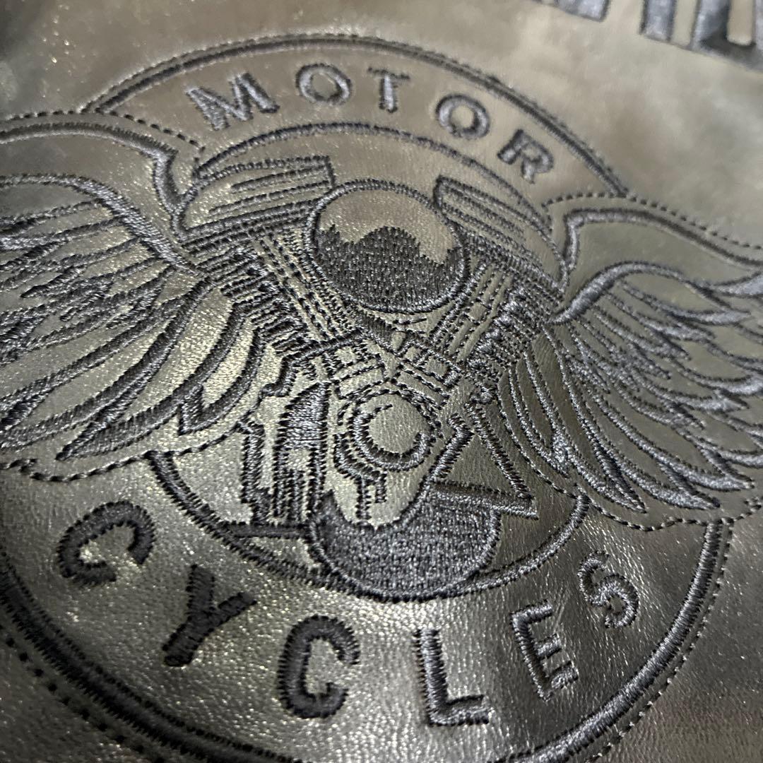 ハーレーダビッドソン ホースハイド シングルライダースジャケット M刺繍ブラック