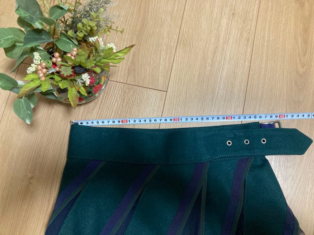 【美品】サカイ　sacai ダークネイビーandグリーン　フレア巻きスカート
