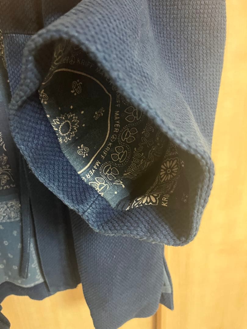 藍染半纏 刺し子 裏バンダナ柄