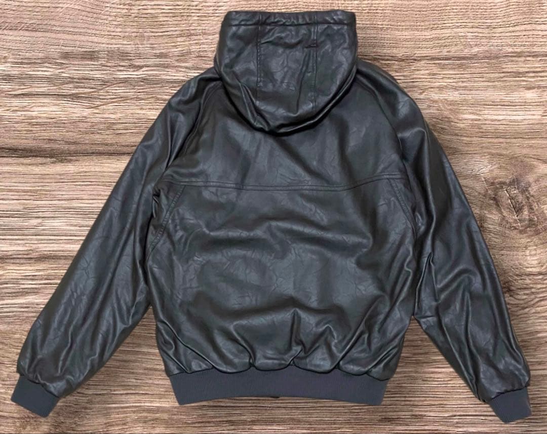 未使用 VOLCOM フード付きジャケット 防寒 レザー調 濃いブラウン