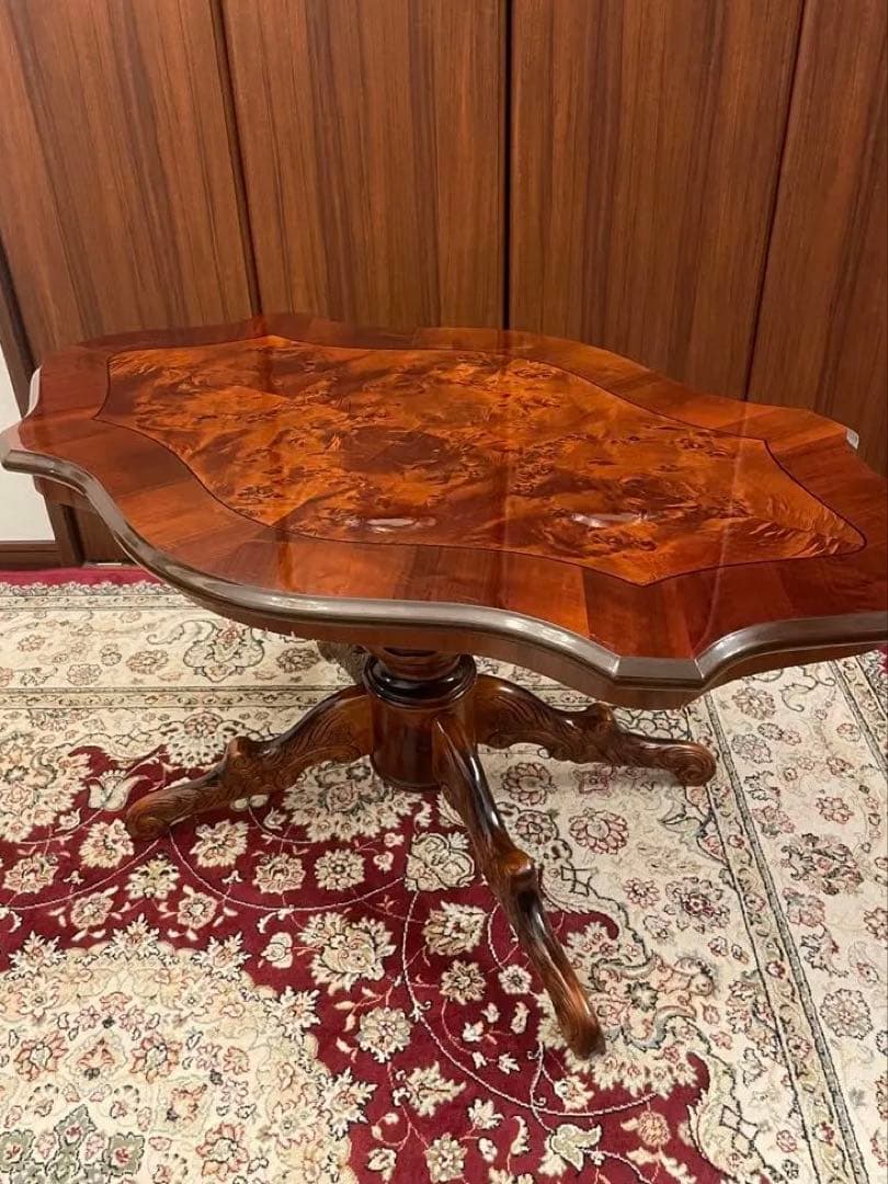 アンティーク　センターテーブル 象嵌テーブル　猫脚