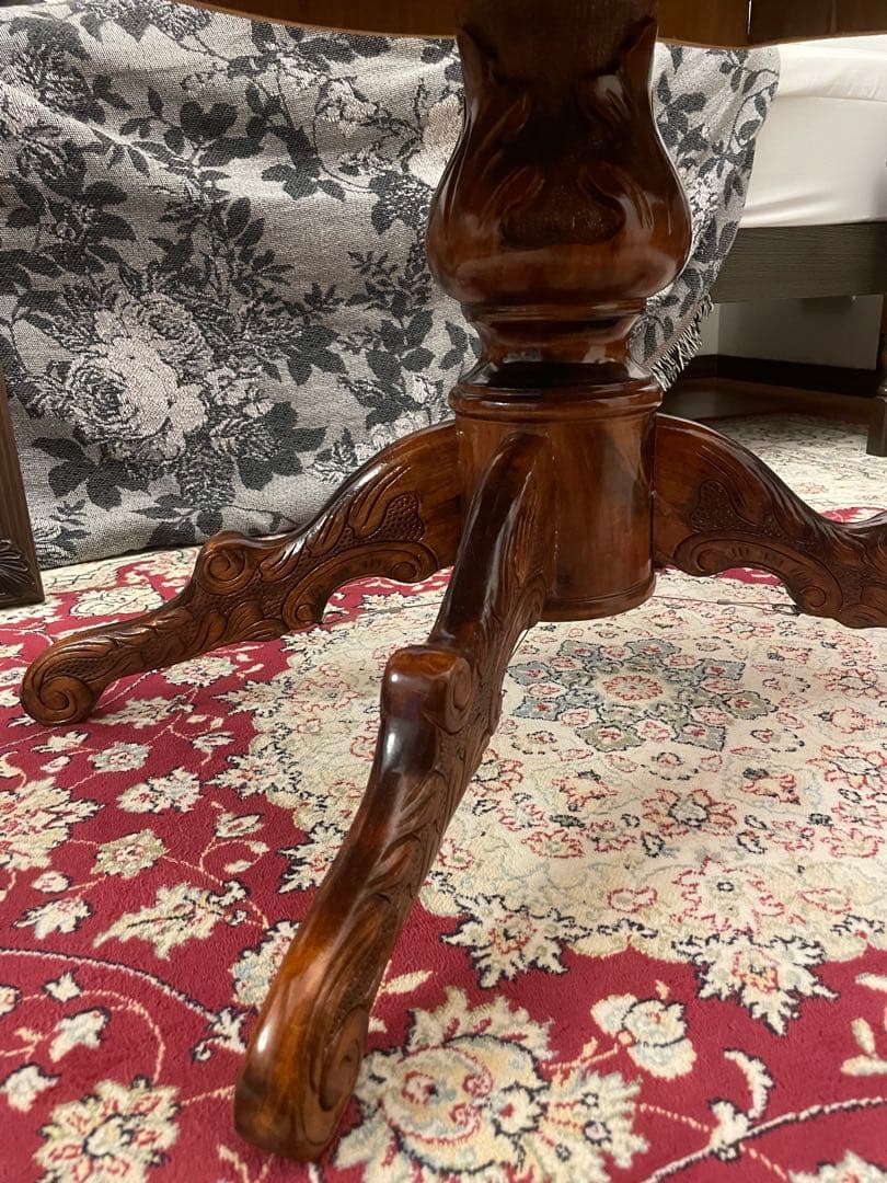 アンティーク　センターテーブル 象嵌テーブル　猫脚