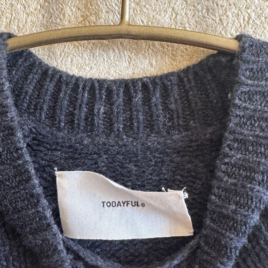 todayful Wool 100% Raglan Knit チャコールグレー