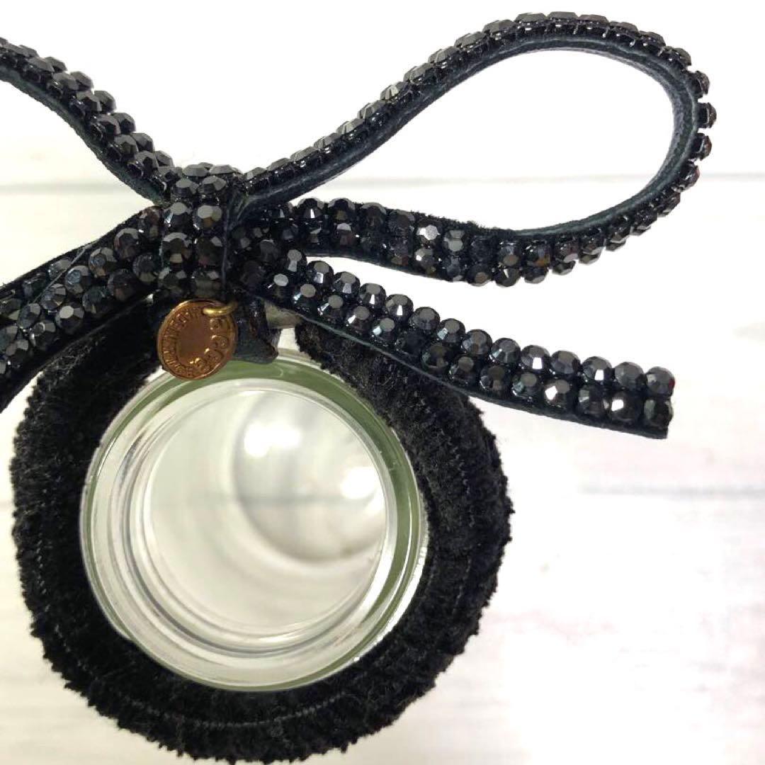 【新品・未使用】　acca アッカ　ヘアゴム　リボン　ブラック　クリスタルガラス