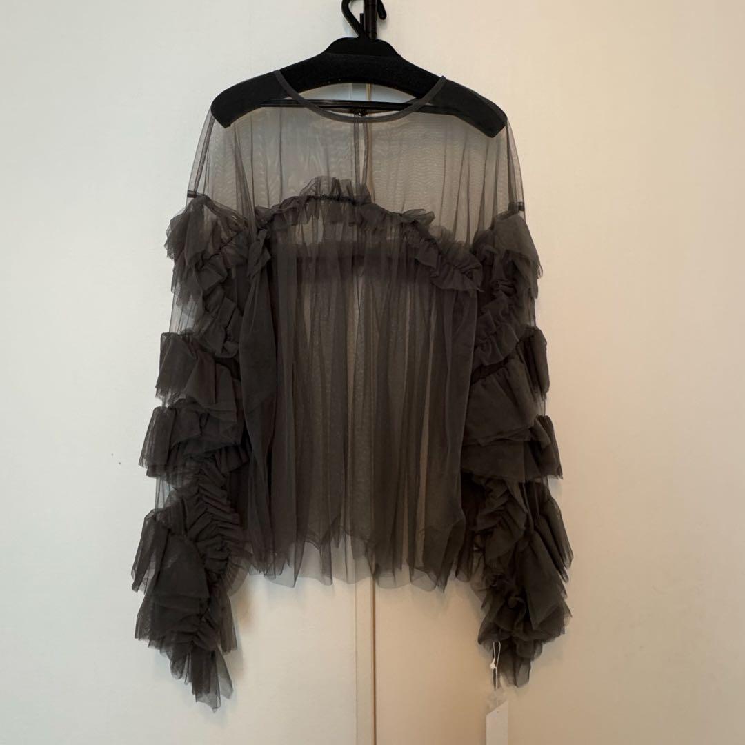 ANDRESD デコラティブチュールトップス　チャコール