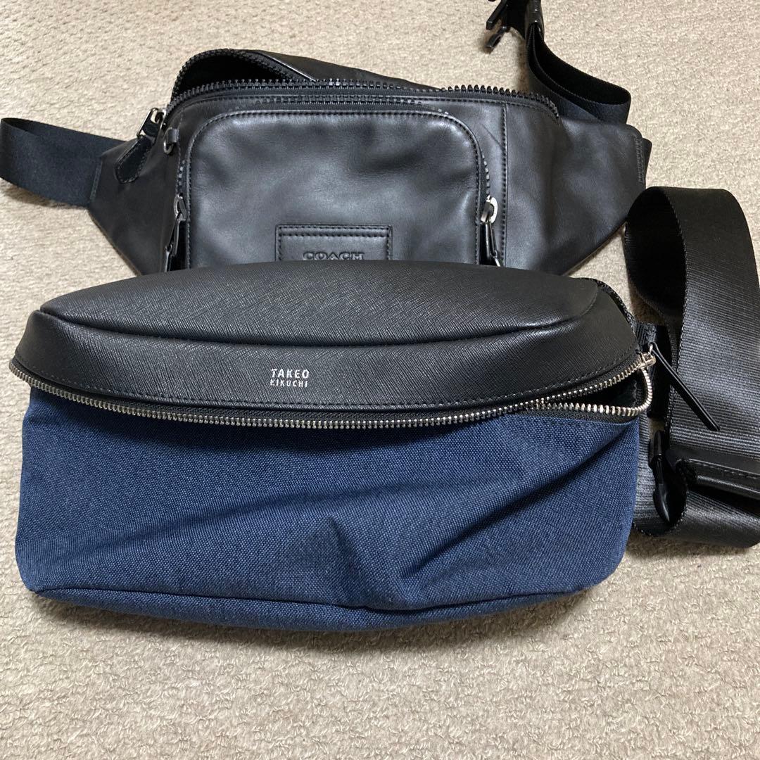 ①COACH ブラック ボディバッグ②TAKEO KIKUCHI ウエストポーチ