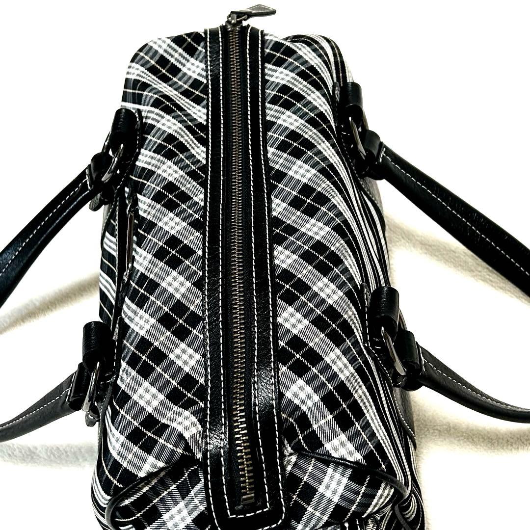 【極美品】バーバリーブルーレーベル　ミニボストンバッグ　マイクロチェック　黒