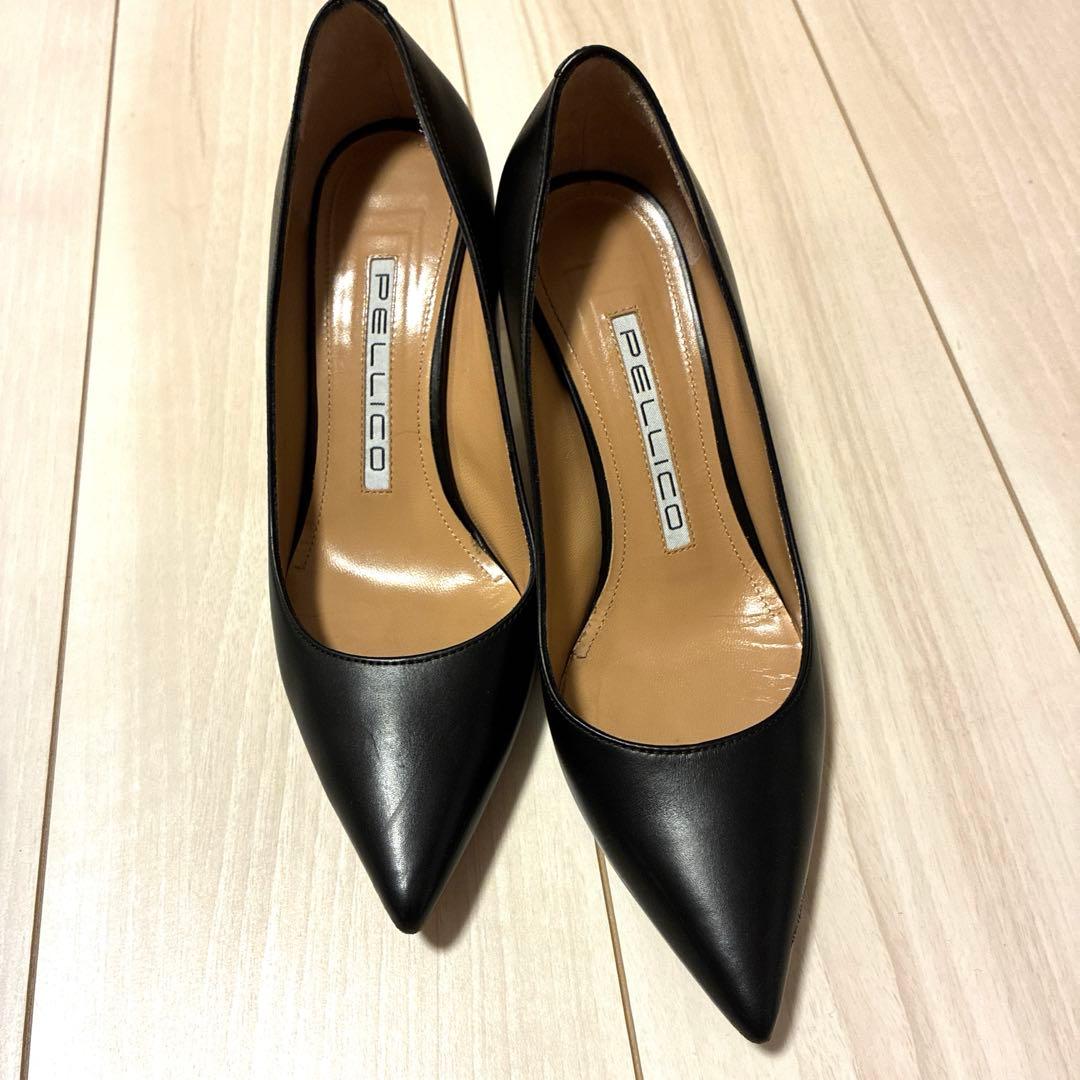 ペリーコ　パンプス　7㎝　黒　レザー