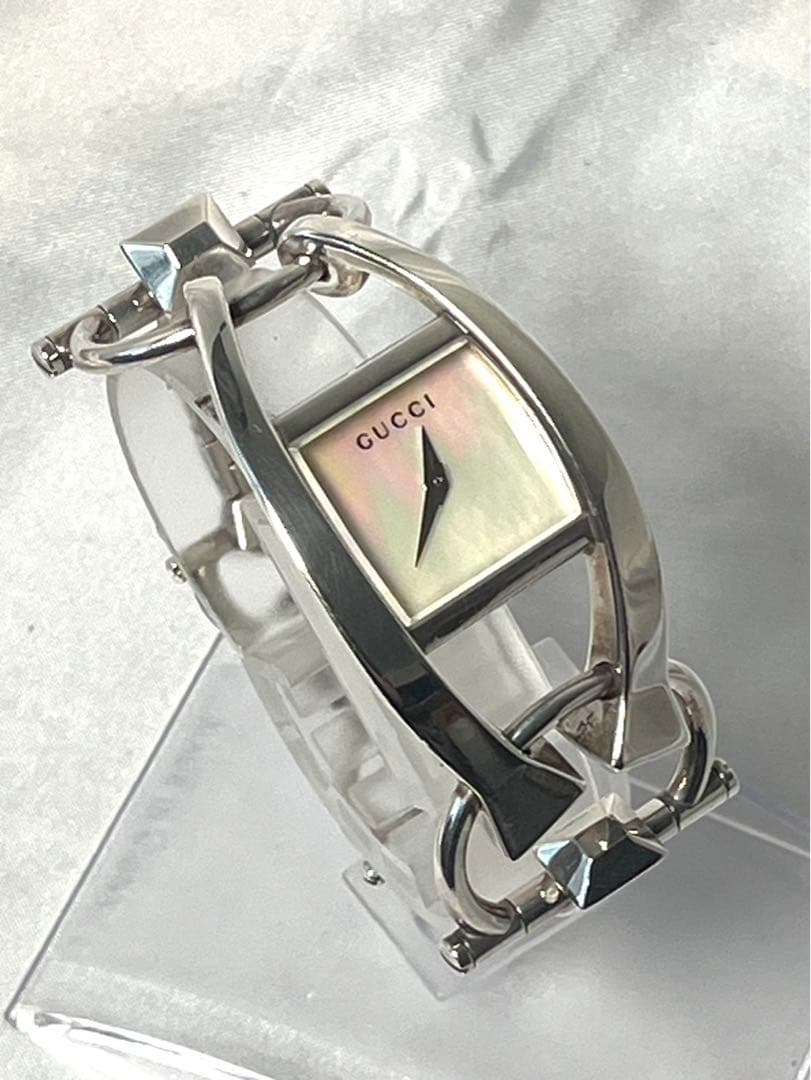 GUCCI グッチ キオド123.5 SV925 電池交換済 時計シェル文字盤