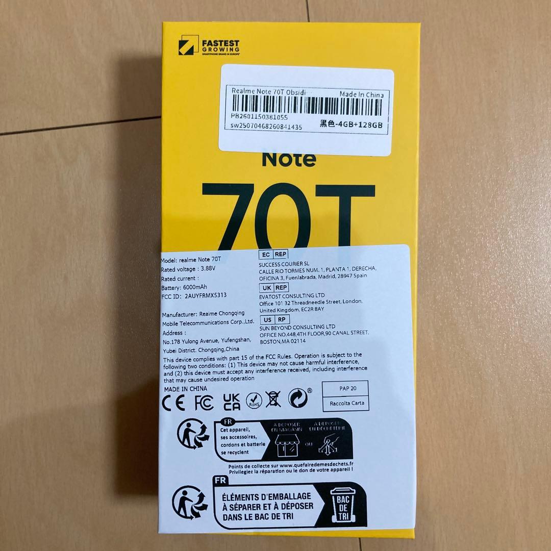 Realme note 70t 128GB ブラック ②