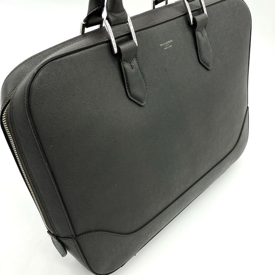 【PELLE MORBIDA】ブリーフケース　Capitano レザー　グレー