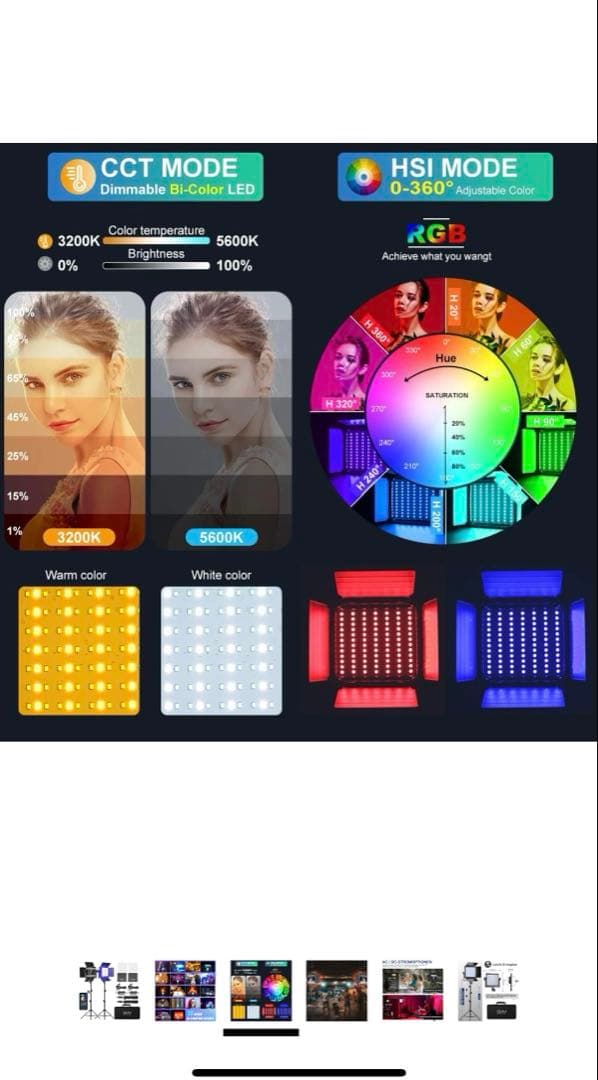 GVM RGB LEDビデオライト アプリコントロール付き撮影用照明 800D