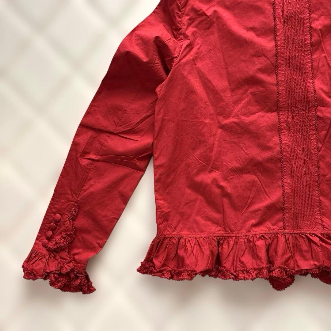 サブちゃん　新品INGEBORGインゲボルグ赤いフリル付き長袖ブラウス