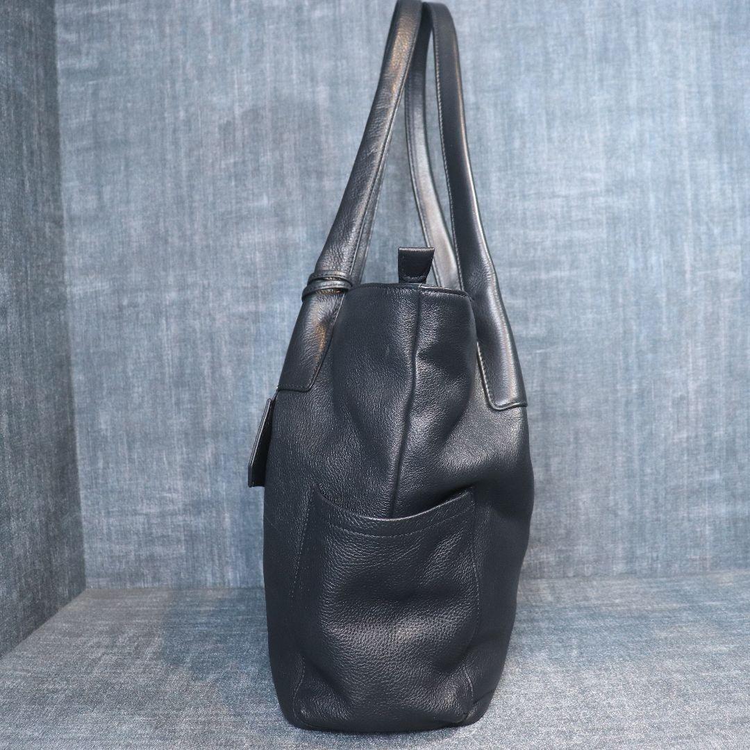 未使用級 SEEKER シュリンクレザー ドレープトートバッグ ネイビー 本革