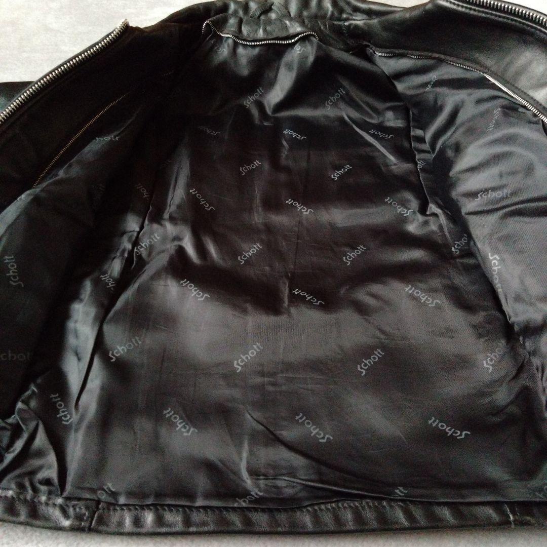 Schott ブラック レザー シングル ライダース ジャケット サイズ36