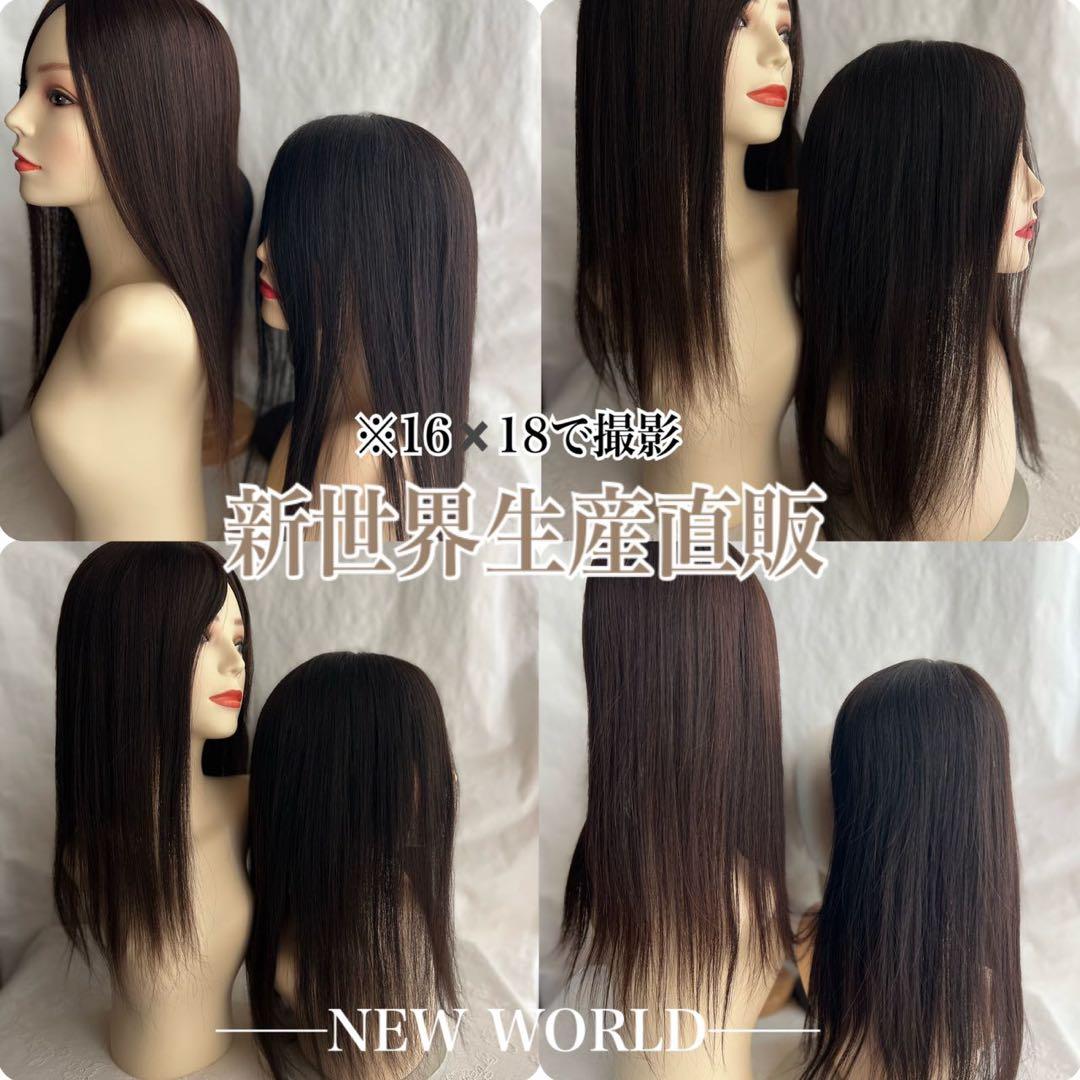 新世界プレミア真皮シリーズ★全人毛　ヘアピース　ウィッグ16*18総手植え45㌢