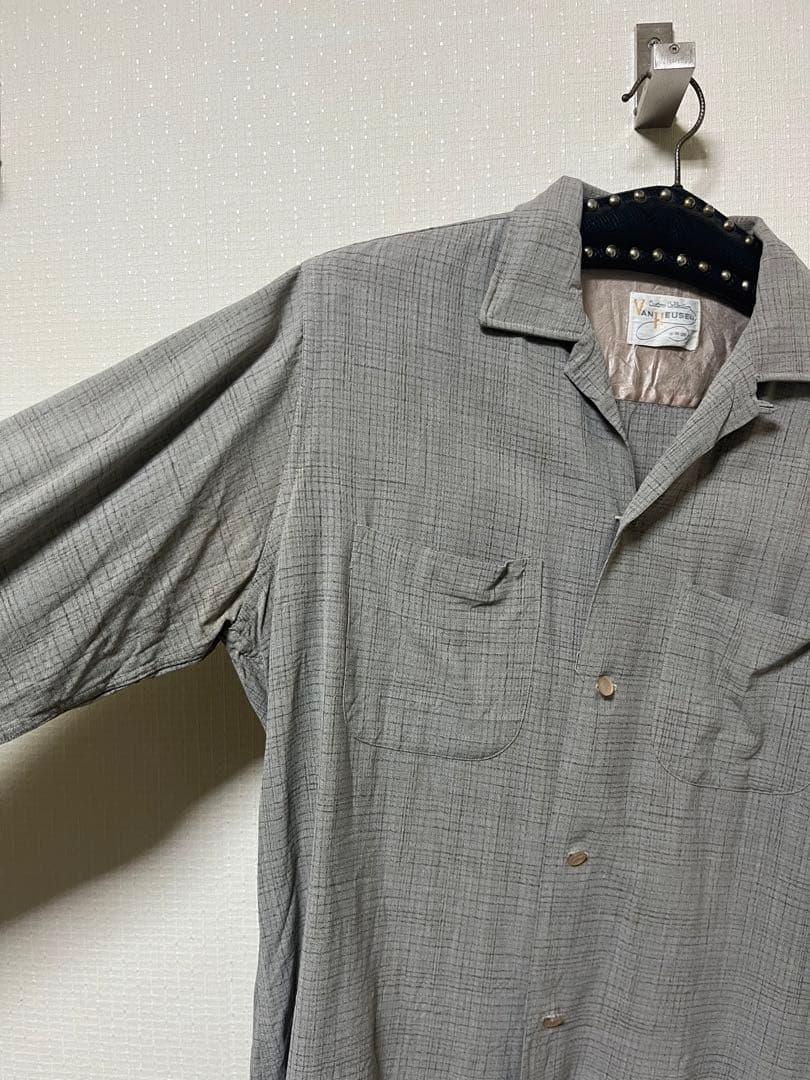 50s 60s VAN HEUSEN レーヨンチェックシャツ　vintage