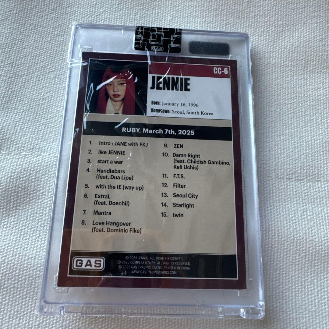 GAS JENNIE トレーディングカード RUBY アジア限定