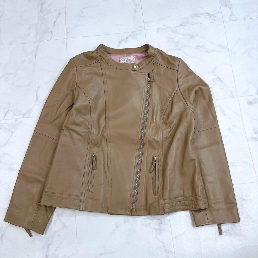 ローズティアラ 超美品　ラムレザー　ライダースジャケット　46サイズ　ブルゾン