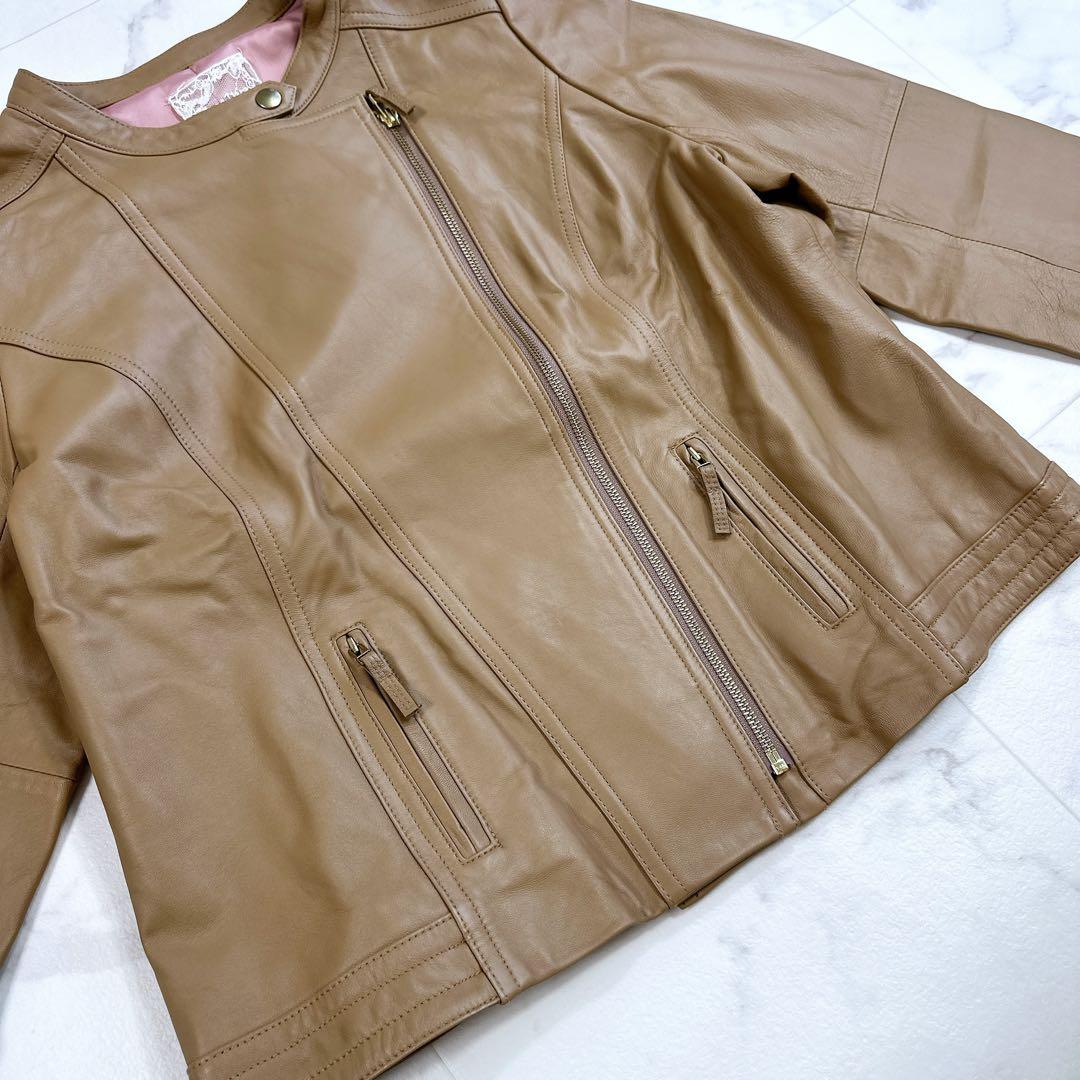 ローズティアラ 超美品　ラムレザー　ライダースジャケット　46サイズ　ブルゾン