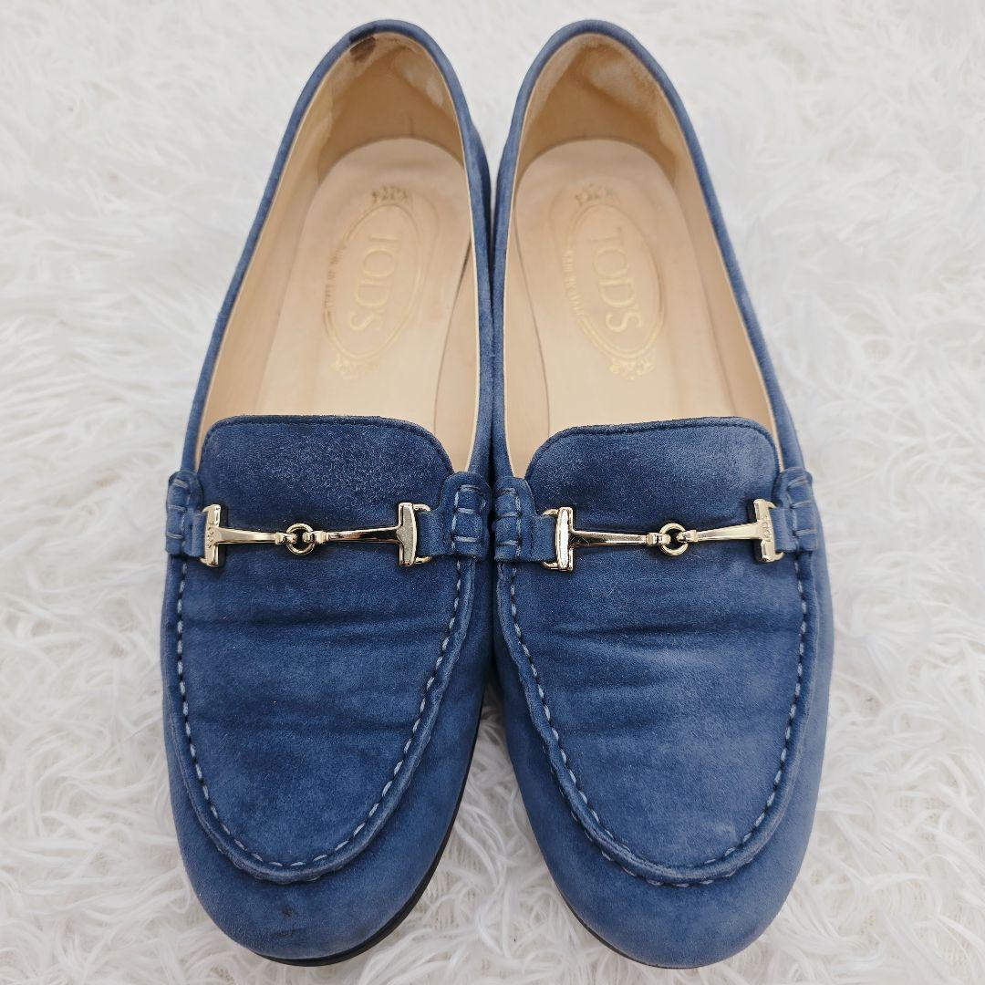 ✨美品✨TOD'S トッズ 本革 スエード ビット ローファー 青 24.5cm