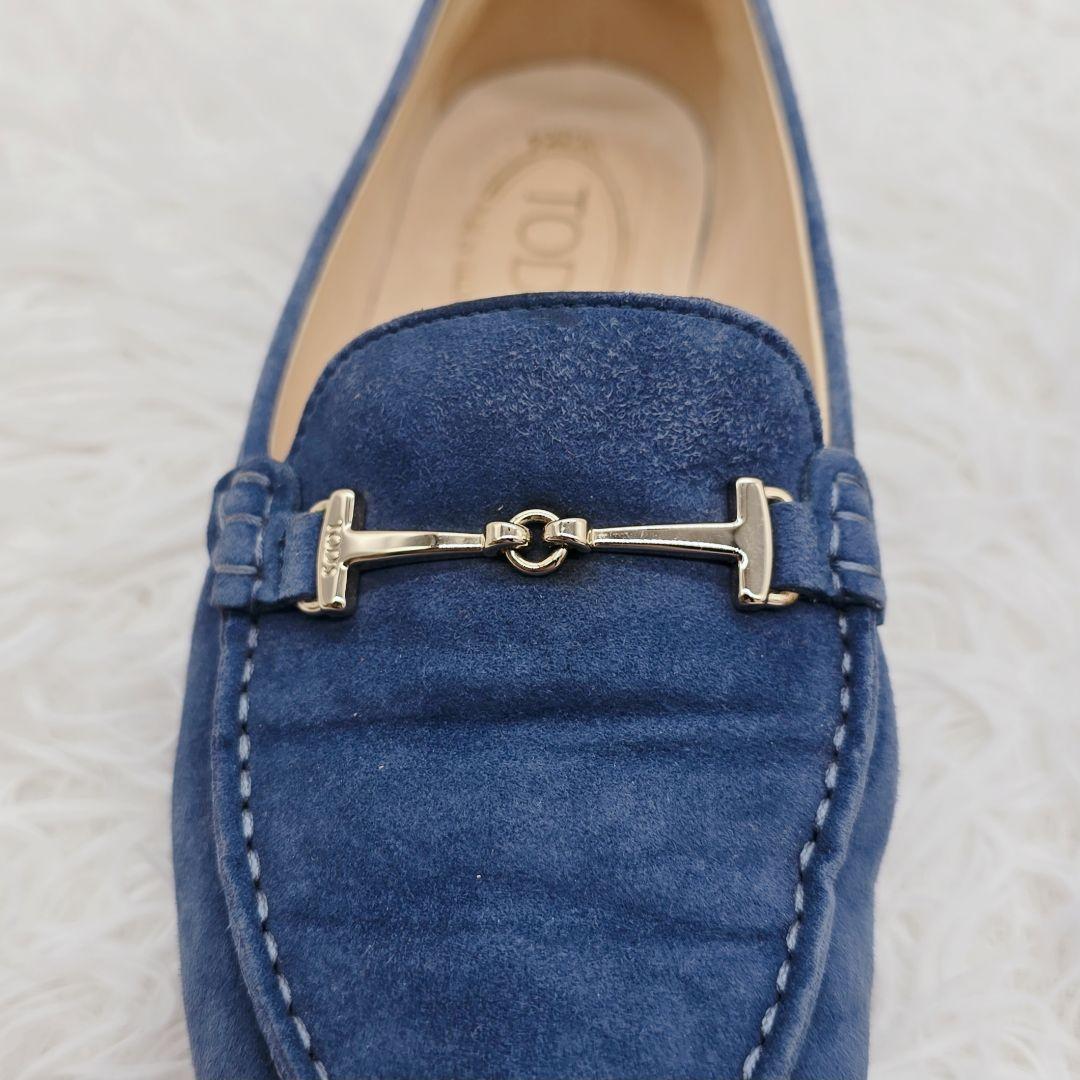 ✨美品✨TOD'S トッズ 本革 スエード ビット ローファー 青 24.5cm