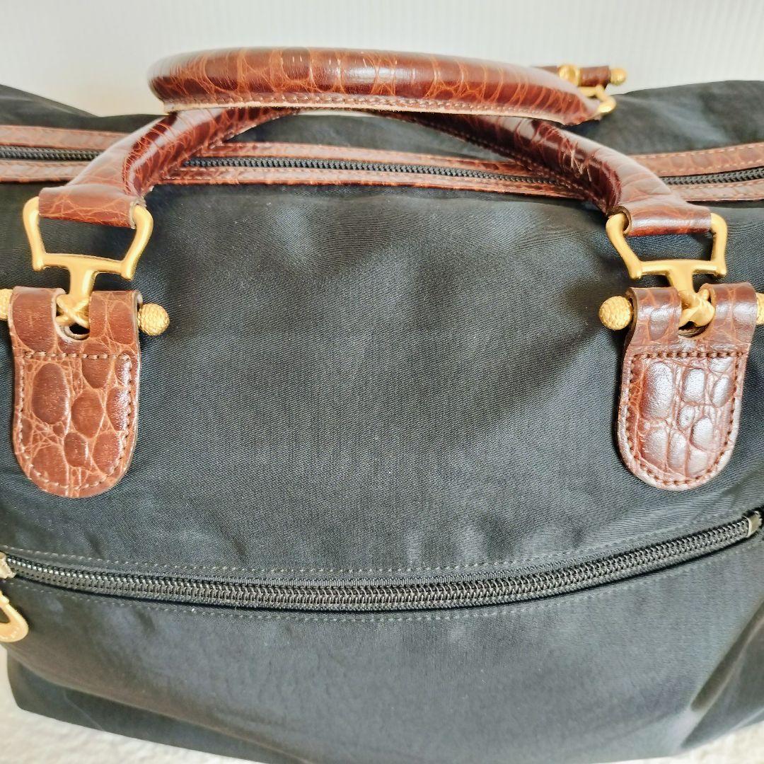 美品☆BALENCIAGA バレンシアガ☆ボストンバッグ 黒×ブラウン