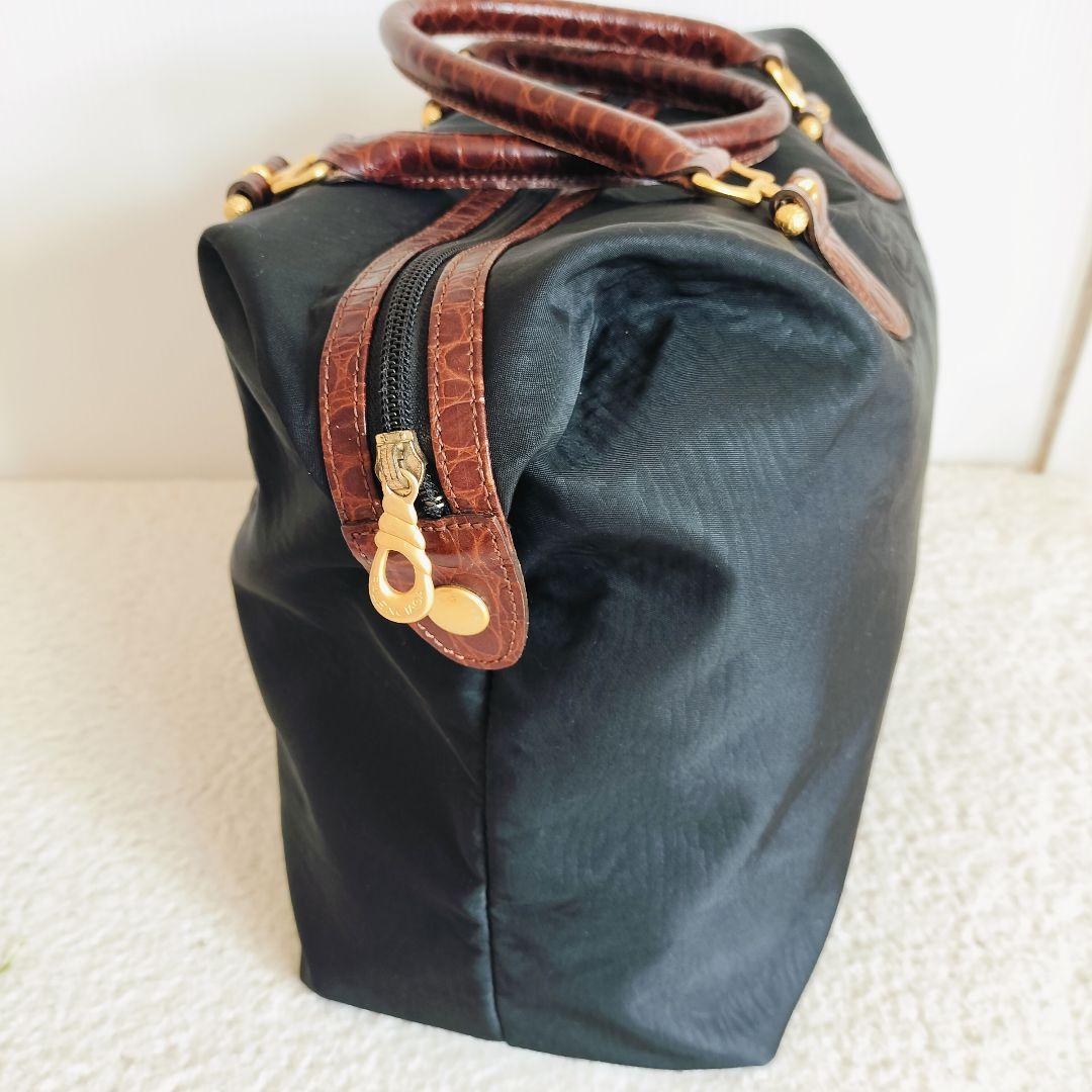 美品☆BALENCIAGA バレンシアガ☆ボストンバッグ 黒×ブラウン