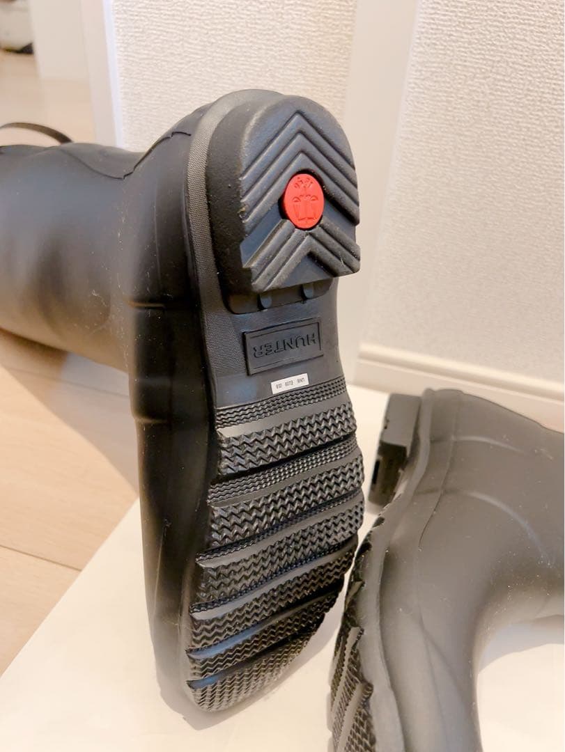 美品 HUNTER レインブーツ ブラック バックストラップ付き