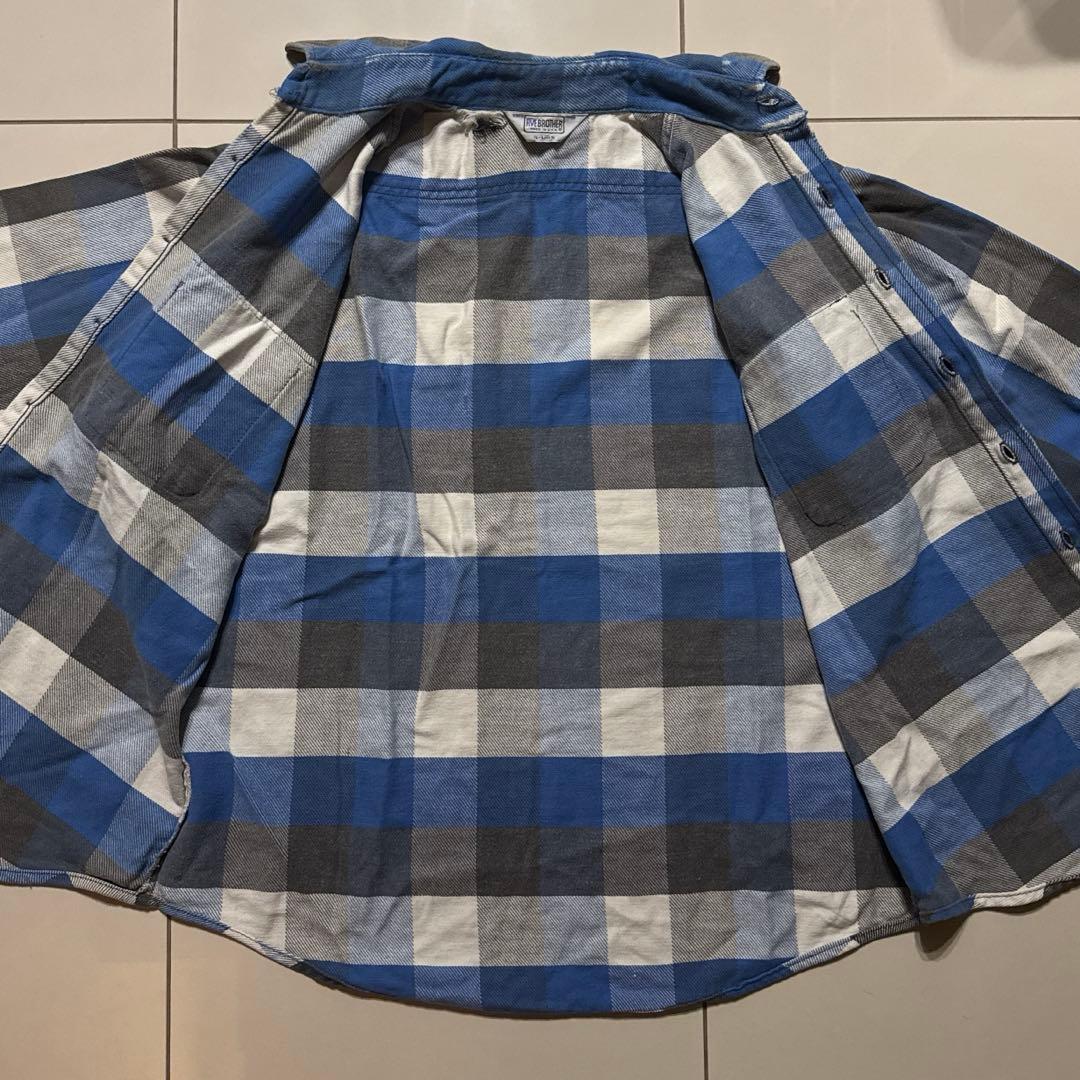 雰囲気◎ 70's〜80's FIVE BROTHER フランネル 青黒白