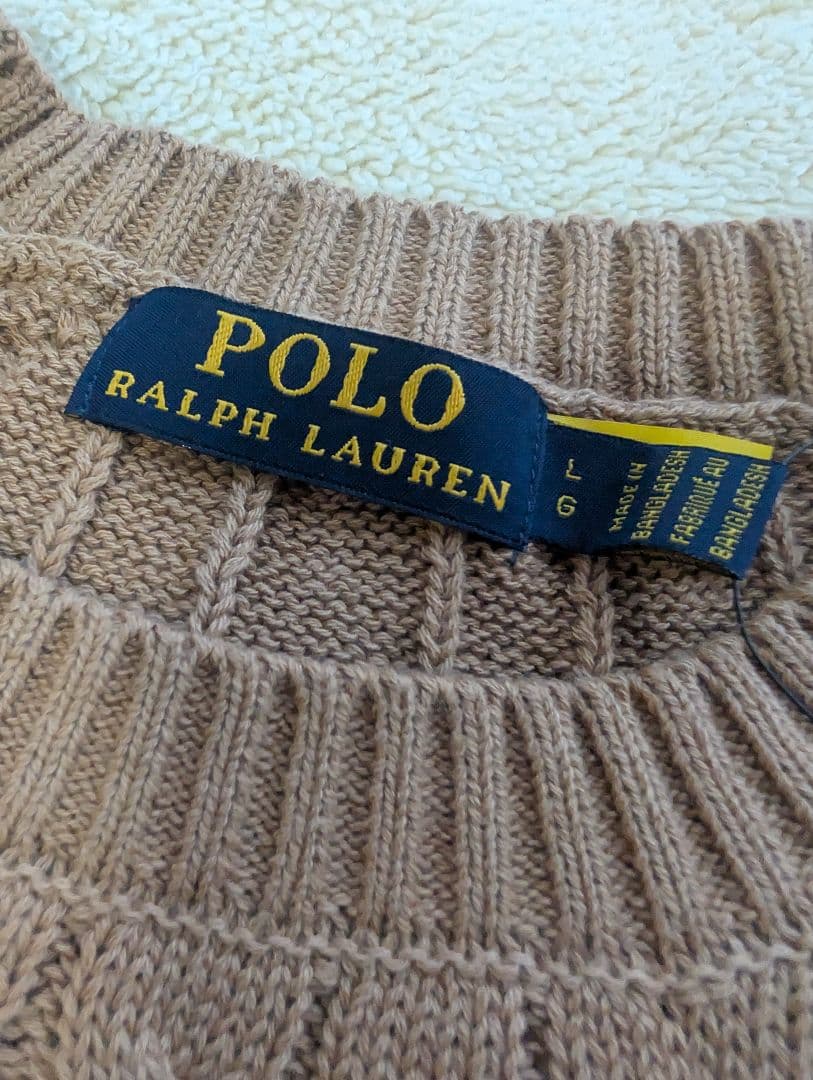 Polo Ralph Lauren ケーブル デザインコットンニットセーター　L