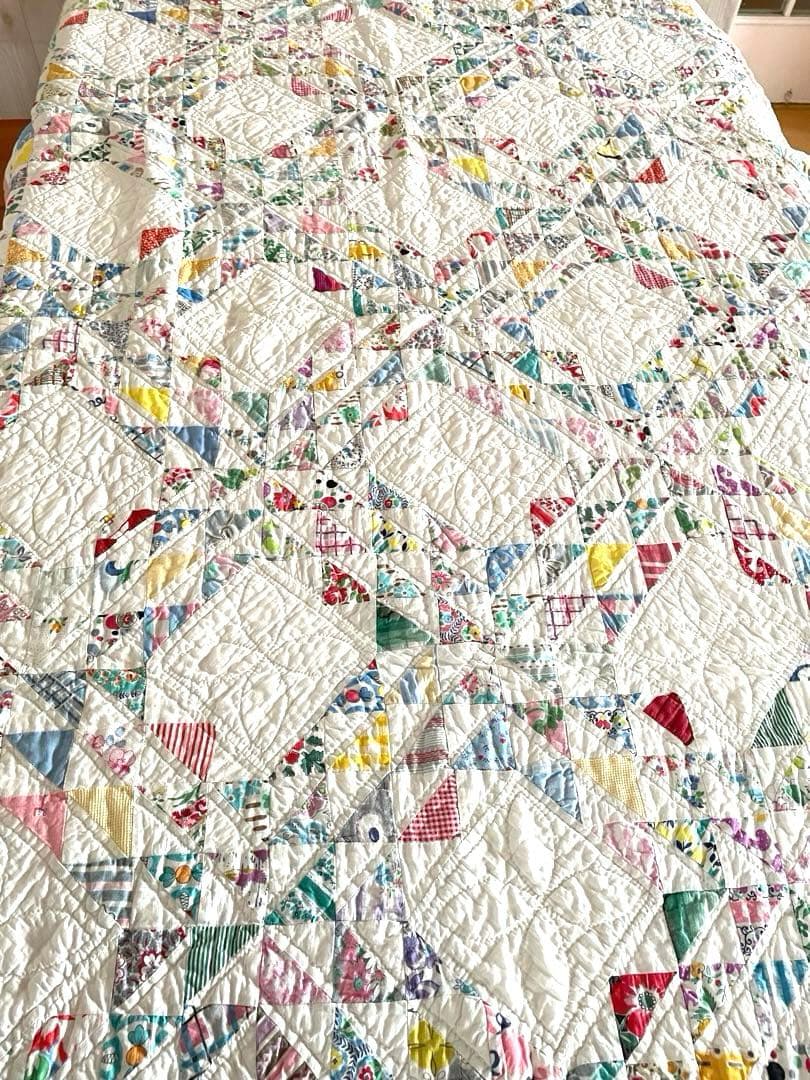 ヴィンテージキルトオーシャンウェーブ♡クリヴキルト.アンティークキルト·͜· ♡