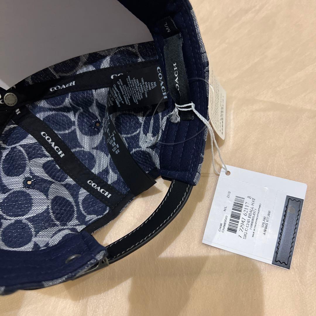 COACH シグネチャー シャンブレー ベースボール ハット