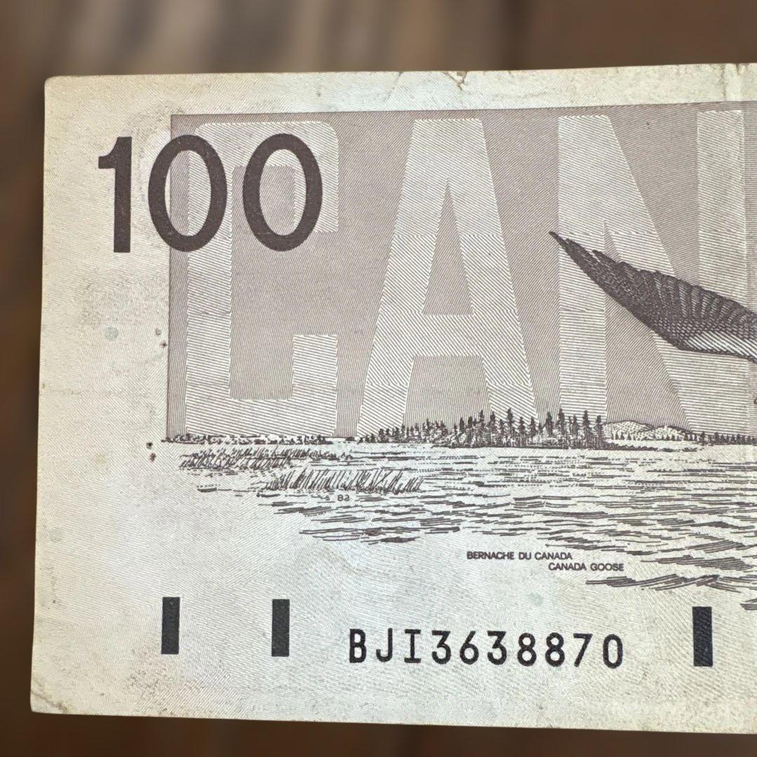 カナダ　$100 一枚