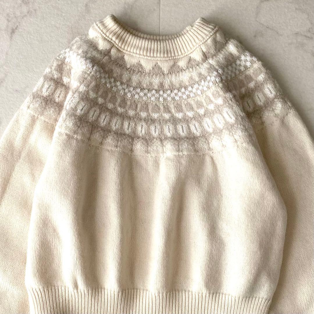 美品.定価2.7万☆シップス アルパカ混 ノルディック柄 クルーネックニット