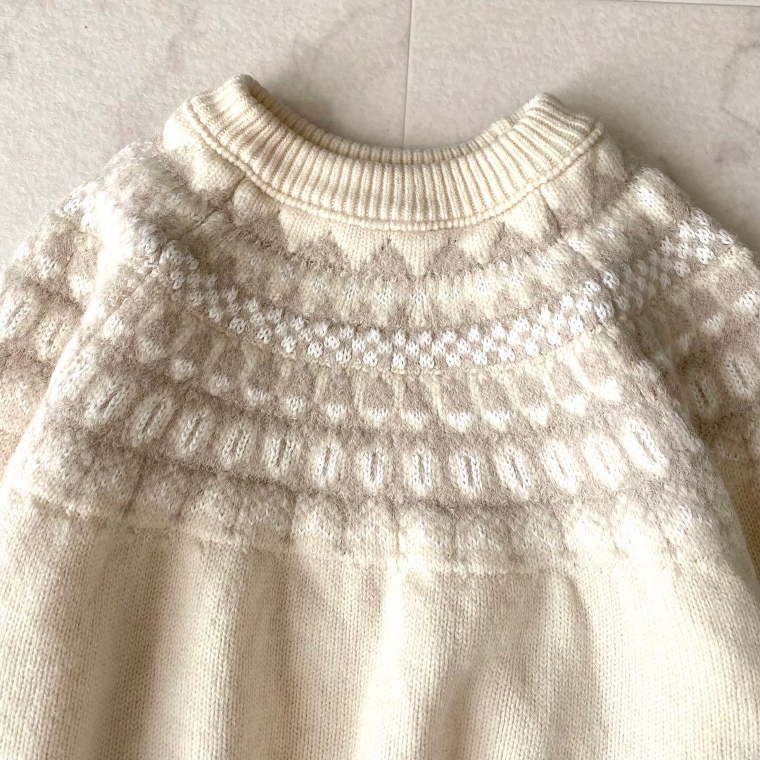 美品.定価2.7万☆シップス アルパカ混 ノルディック柄 クルーネックニット