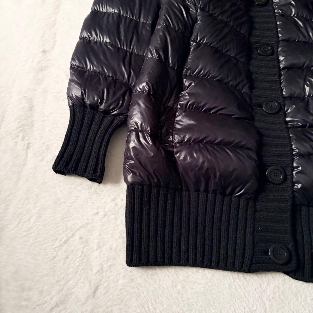 6219 美品✨ ヘルノ ハイネックリブダウンコート 44 ブラック 異素材切替