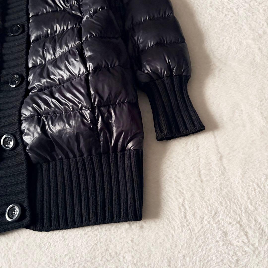 6219 美品✨ ヘルノ ハイネックリブダウンコート 44 ブラック 異素材切替