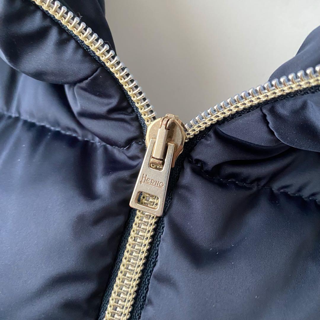 【極美品】 ヘルノ ダウンジャケット 2way フード着脱 ネイビー 40