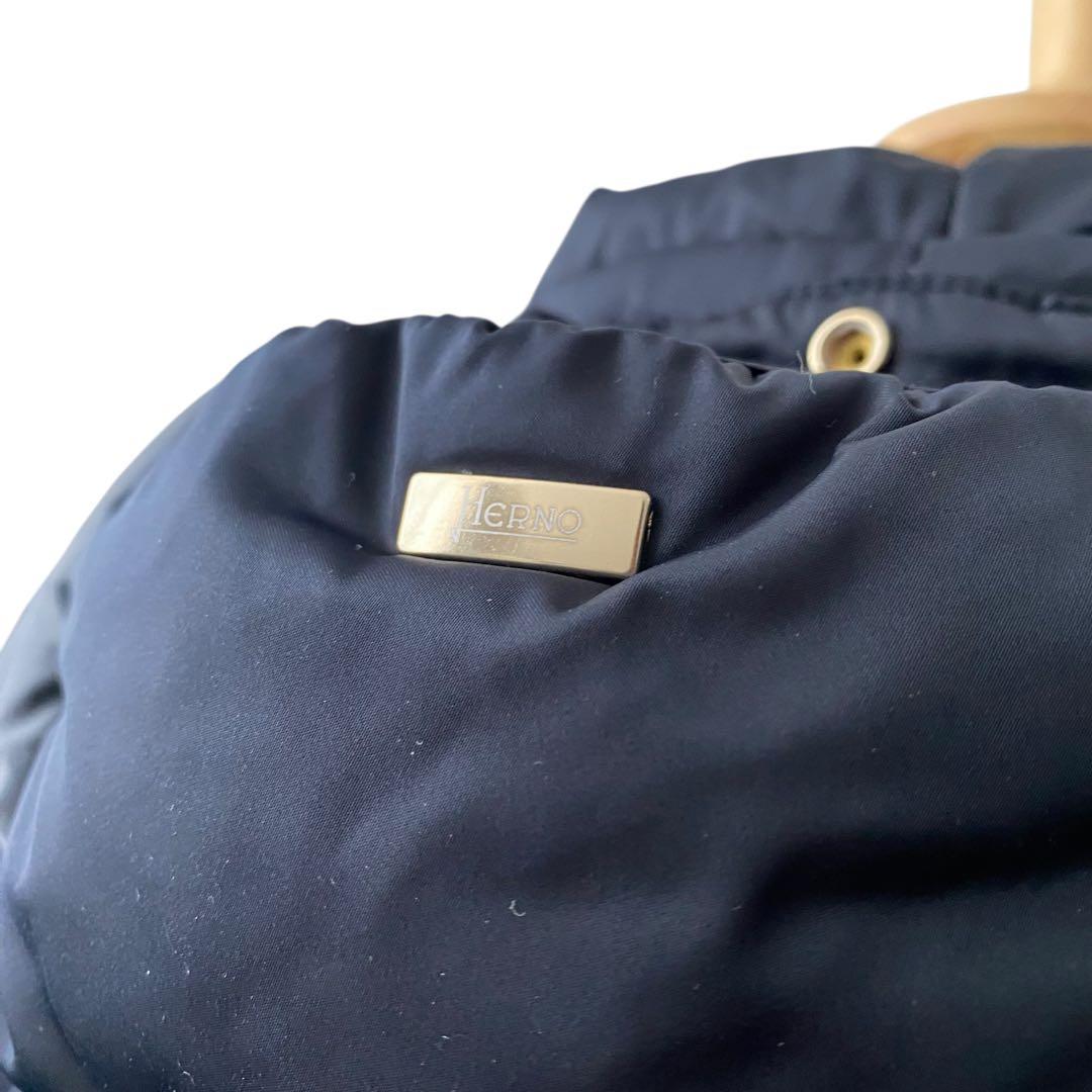 【極美品】 ヘルノ ダウンジャケット 2way フード着脱 ネイビー 40