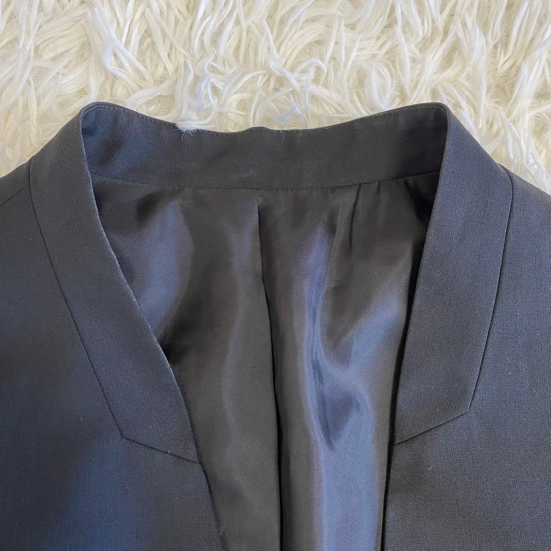 【大きいサイズ】ジェイプレス　ノーカラーパンツスーツセットアップ　黒　17号