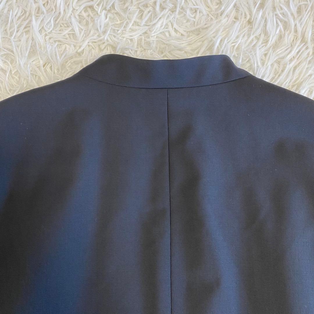 【大きいサイズ】ジェイプレス　ノーカラーパンツスーツセットアップ　黒　17号