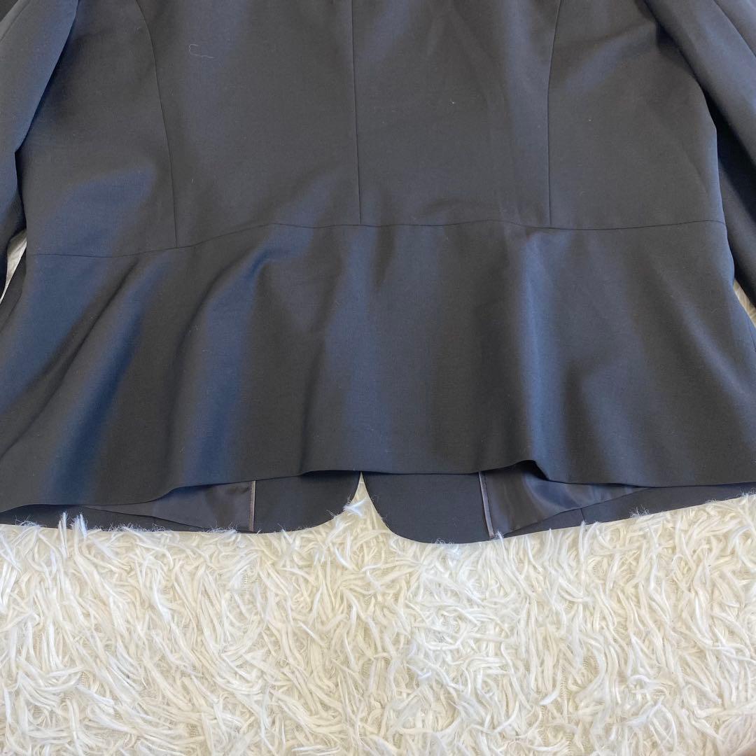 【大きいサイズ】ジェイプレス　ノーカラーパンツスーツセットアップ　黒　17号