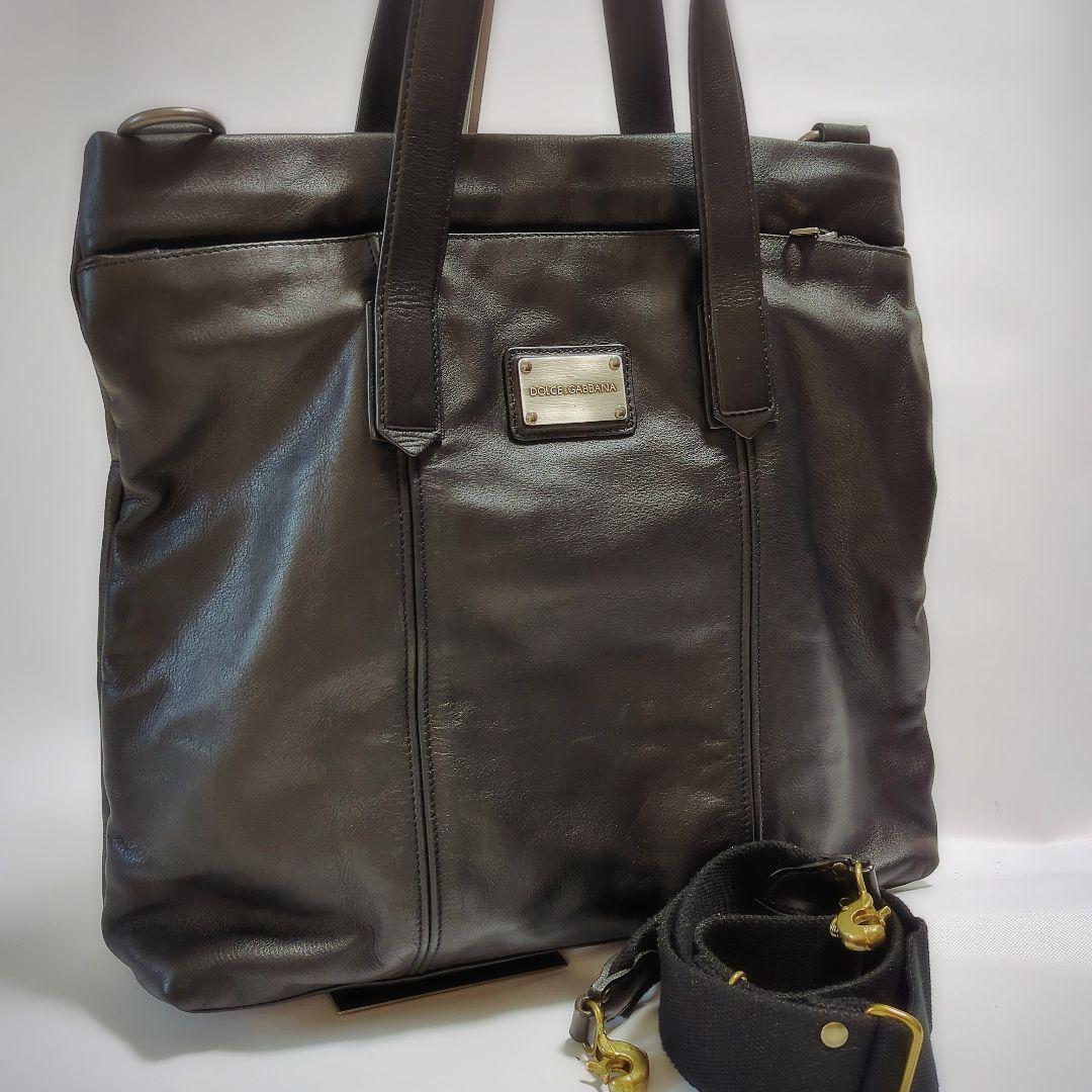 美品　ドルチェ&ガッバーナ　本革レザー　2wayトートバッグ ブラック